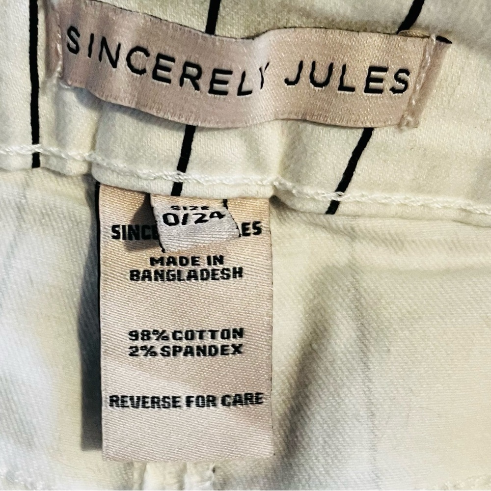 NWT Sincerely Jules Hi Rise Straight Crop White/Black Stripes Pants size 0/24 - Picture 4 of 5